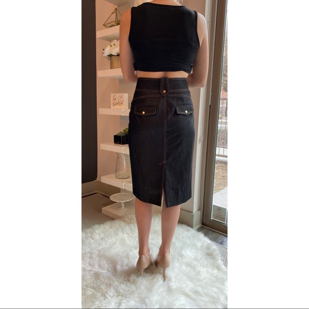 Cache Long Denim Skirt - Picture 4 of 9